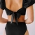Dokotoo Damen Bikini 2022, niedlich, solide Luftpolsterärmel, hohe Taille, Zweiteiliger Badeanzug, schwarz, Medium - 2