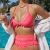 Dokotoo Damen-Bikini-Set, hohe Taille, gestreift, mit Quasten - Pink - Medium - 3