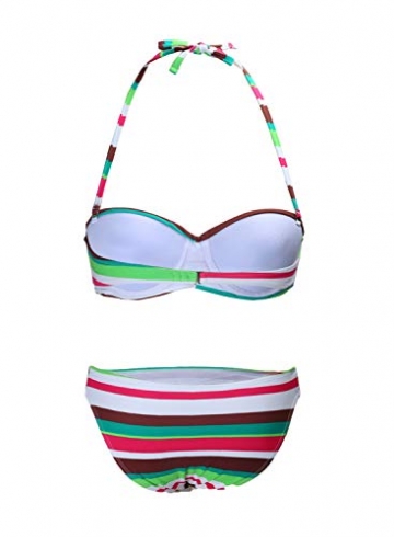 Dokotoo Gepolsterter Push-Up-Bikini-Set für Damen, 2-teilig, Badebekleidung - Gr�n - XX-Large - 4