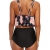 Durio Bikini High Waist Damen Zweiteiliger Bikini Set Hohe Taille Bikinihose mit Langem Volant Chrysantheme-Schwarz 40-42 - 2