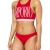 Emporio Armani Swimwear Womens Halter Top & Brief Bold Logo Bikini Set, Red, XS - 1