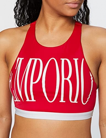 Emporio Armani Swimwear Womens Halter Top & Brief Bold Logo Bikini Set, Red, XS - 2