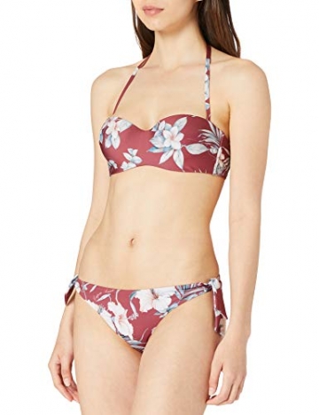 Emporio Armani Swimwear Womens Padded Band & Brief W/Bows Tropical Garden Bikini Set, Clay Flower Print, M - 1