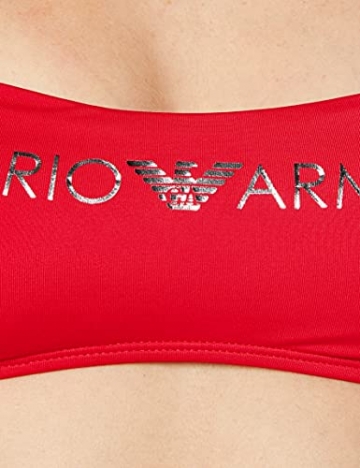 Emporio Armani Swimwear Womens Rem.Cups Band & Brazilian W/Bows Light Logo Bikini Set, Red, M - 2