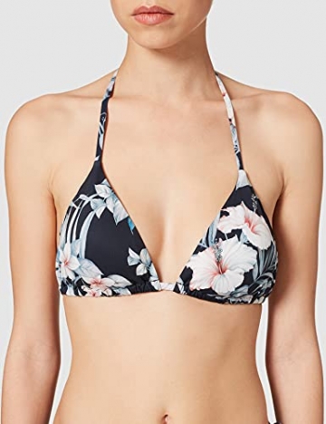 Emporio Armani Swimwear Womens Triangle Rem.Cups & Brazilian W/Bows Tropical Garden Bikini Set, Black Print Flowers, M - 3