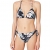Emporio Armani Swimwear Womens Triangle Rem.Cups & Brazilian W/Bows Tropical Garden Bikini Set, Black Print Flowers, M - 1