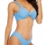 Halcurt Bikini-Badeanzug, tiefer V-Ausschnitt, gepolstert, zweiteilig, einfarbig - Blau - Large - 2