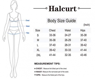 Halcurt Bikini-Badeanzug, tiefer V-Ausschnitt, gepolstert, zweiteilig, einfarbig - Blau - Large - 6