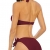 Halcurt Damen Neckholder Selbstbinden Twist Knoten Gepolstertes Oberteil Bikini Zweiteiliger Badeanzug, burgunderfarben, X-Large - 4