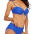 Halcurt Damen String Bikini Badeanzug Set Vorne Knoten Lace Up Träger Bademode - Blau - X-Large - 3