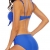 Halcurt Damen String Bikini Badeanzug Set Vorne Knoten Lace Up Träger Bademode - Blau - X-Large - 4