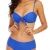Halcurt Damen String Bikini Badeanzug Set Vorne Knoten Lace Up Träger Bademode - Blau - X-Large - 1