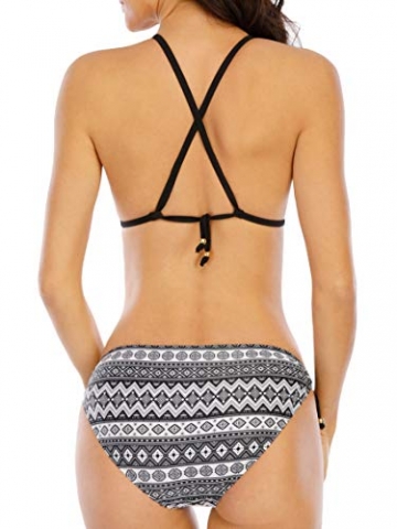 Halcurt Damen Triangel Bikinis Slide Badeanzug Side Tie Cross Back Bikini - Schwarz - Small - 5