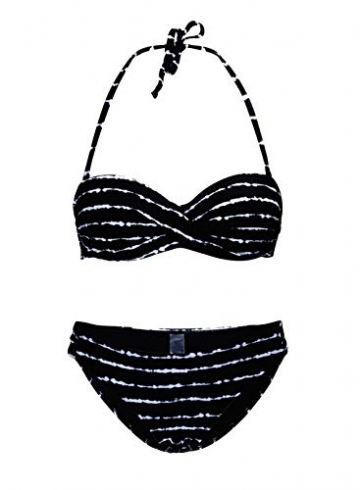 HIKARO Damen Zweiteilige Bikini Set Retro Badeanzug Bademode Triangel Oberteil Strandkleidung Strandmode Tankini Top Hose - 4