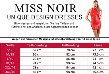 MISS NOIR Damen Minikleid im Wetlook S-3XL Sexy Partykleid Neckholder Rückenfreies Kleid Exclusives Clubwear (Schwarz, M) - 4