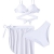 SheIn Damen 3 Piece Wickel Bikini Set mit Strandrock Push Up Schwimwear Bademode Strandmode Weiß S - 3
