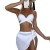 SheIn Damen 3 Piece Wickel Bikini Set mit Strandrock Push Up Schwimwear Bademode Strandmode Weiß S - 1