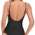 SHEKINI Damen Niedriger Kragen Verstellbarer Rückenfrei Einteiliger Badeanzug Sommer Monokini Bademode Baywatch Badeanzug für Damen(L, Schwarz) - 2
