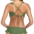SHEKINI Damen Rüschen Bikini Set U Ausschnitt Weste Bikini Oberteil Crossover Rückenfrei Bademode Low Waist Hose Gepolstert Strandmode für Frauen (M, A-olivgrün) - 2