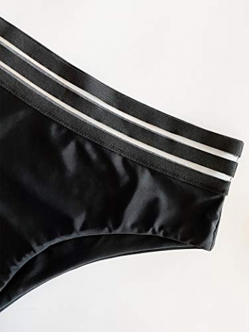 SOLY HUX Damen Bikini Set mit Mesh 2-Teile Bademode Badeanzug Strandmode Hohe Taille Bikinis Schwarz M - 4