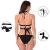 Sporzin Bikini Damen Set gepolsterter Push up Bikini verstellbares Crossover Tiefhalter Bikini Oberteil mit niedriger Taille Schnür-Tanga Zweiteiliger Badeanzug Bademode für den Schwimmurlaub-M - 3