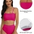 Summer Mae Damen Bikini Set High Waist Bandeau High Cut Trägerlos Zweiteilig Bademode Badeanzug Roserot XL - 2