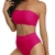 Summer Mae Damen Bikini Set High Waist Bandeau High Cut Trägerlos Zweiteilig Bademode Badeanzug Roserot XL - 1