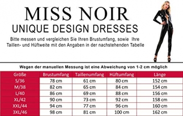 MISS NOIR Damen Vinyl Overall im Wetlook S-3XL mit 4-Wege-Reißverschluss Rückenfreier Sexy Jumpsuit Catsuit Exklusives Clubwear (Schwarz, XXL) - 4