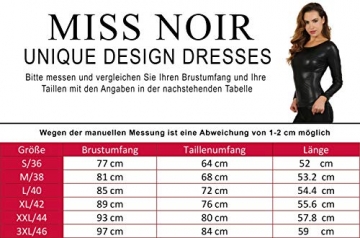 MISS NOIR Damen Wetlook Langarmshirt Latex Top Sexy Bluse Rundhalsausschnitt Clubwear Tops (L) - 4