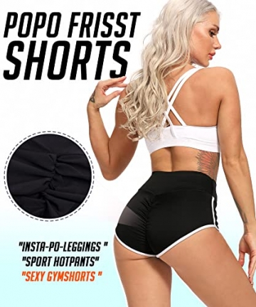 RIOJOY Damen Booty Shorts Scrunch Butt Kurze Leggings Sexy Figurformend Sportshorts Radlerhose Hotpants, Schwarz S - 4