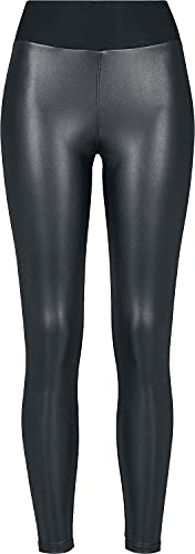 Urban Classics Damen High waist van imitatieleer met hoge taille - dames faux lederen treggins Leggings, Schwarz (Black 00007), M EU - 1
