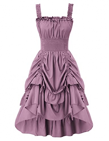 Damen Vintage Sommerkleid High Waist A-Line Kleid Ärmelloses Cocktailkleid M Rosa lila - 1