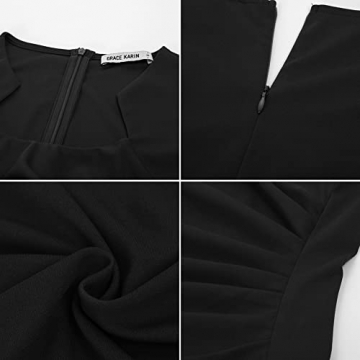 GRACE KARIN 1950er Jahre Kleider für Frauen Vintage Bodycon Kleid Gerüscht Kleid Herbst Kleid Meerjungfrau Kleid Ärmellos Schwarz XL - 5