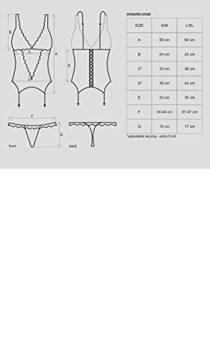 Obsessive schickes Figurbetonendes Dessous-Set aus edlem Korsett-Body mit Strumpfhaltern und String in toller Geschenkbox (L/XL, Schwarz) - 2