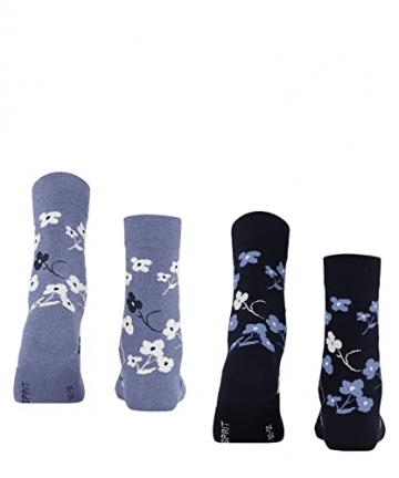 ESPRIT Damen Spring Flowers 2-Pack Nachhaltige biologische Baumwolle dünn Gemustert 2 Paar Socken, Mehrfarbig (Sortiment 0040), 35-38 (2er Pack) - 2
