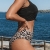 Beachsissi Damen Hoch taillierte Bademode Leopardenmuster Zweiteilige Badeanzüge Knotenfront Bikini Sets, Schwarz, M - 4