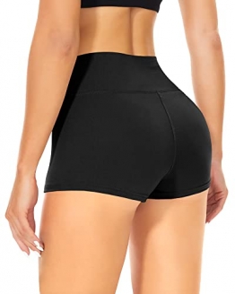 TNNZEET Radlerhose Damen Hohe Taille Shorts Kurze Sporthose Hotpants für Yoga Gym (Schwarz,L-XL) - 1